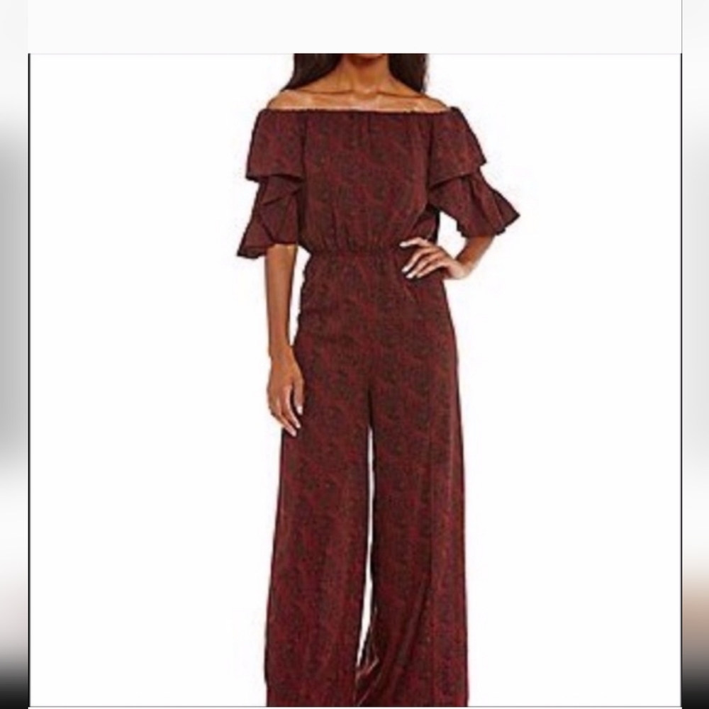 Gibson & Latimer Printed Off-Shoulder Jumpsuit